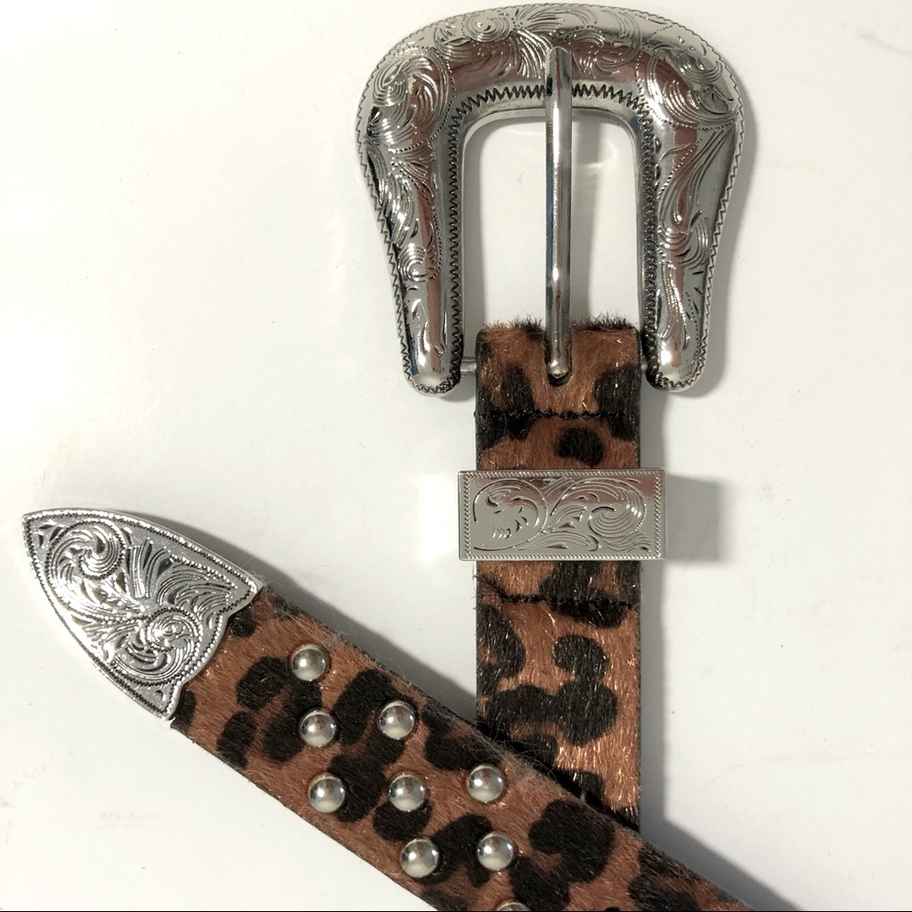 Western Belt Leopard Haircalf Leather